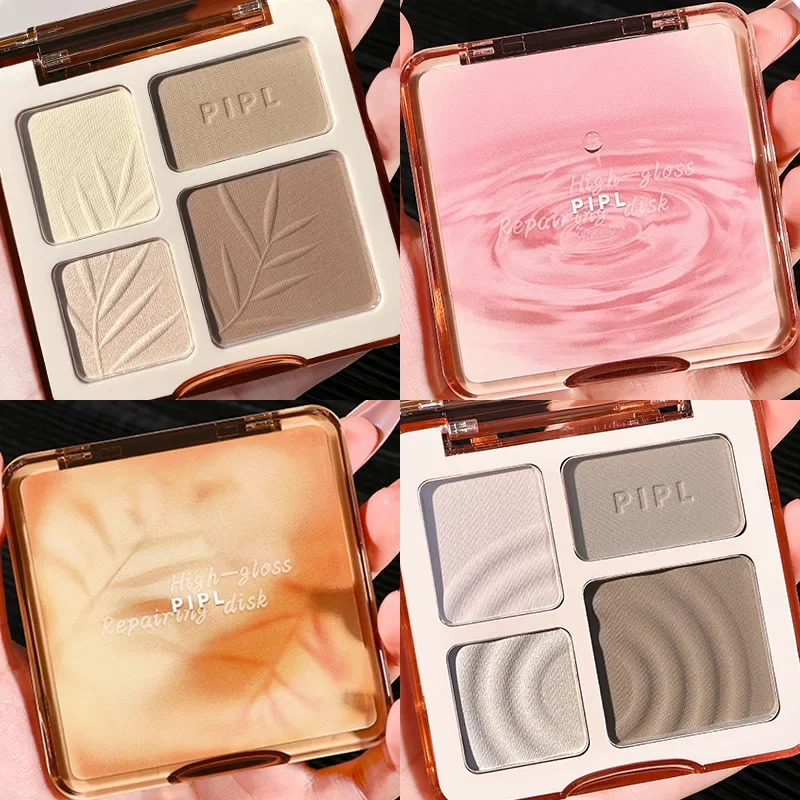 4 Colori Bronzer Highlight Contour Shading Powder Face Brighten Matte Nose Shadow Palette Trucco Multifunzionale