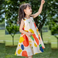 Girls Dress Rainbow Dot Dress Summer Vest Dress Sleeveless Dress Cute A-line Dress New Princess Dresses