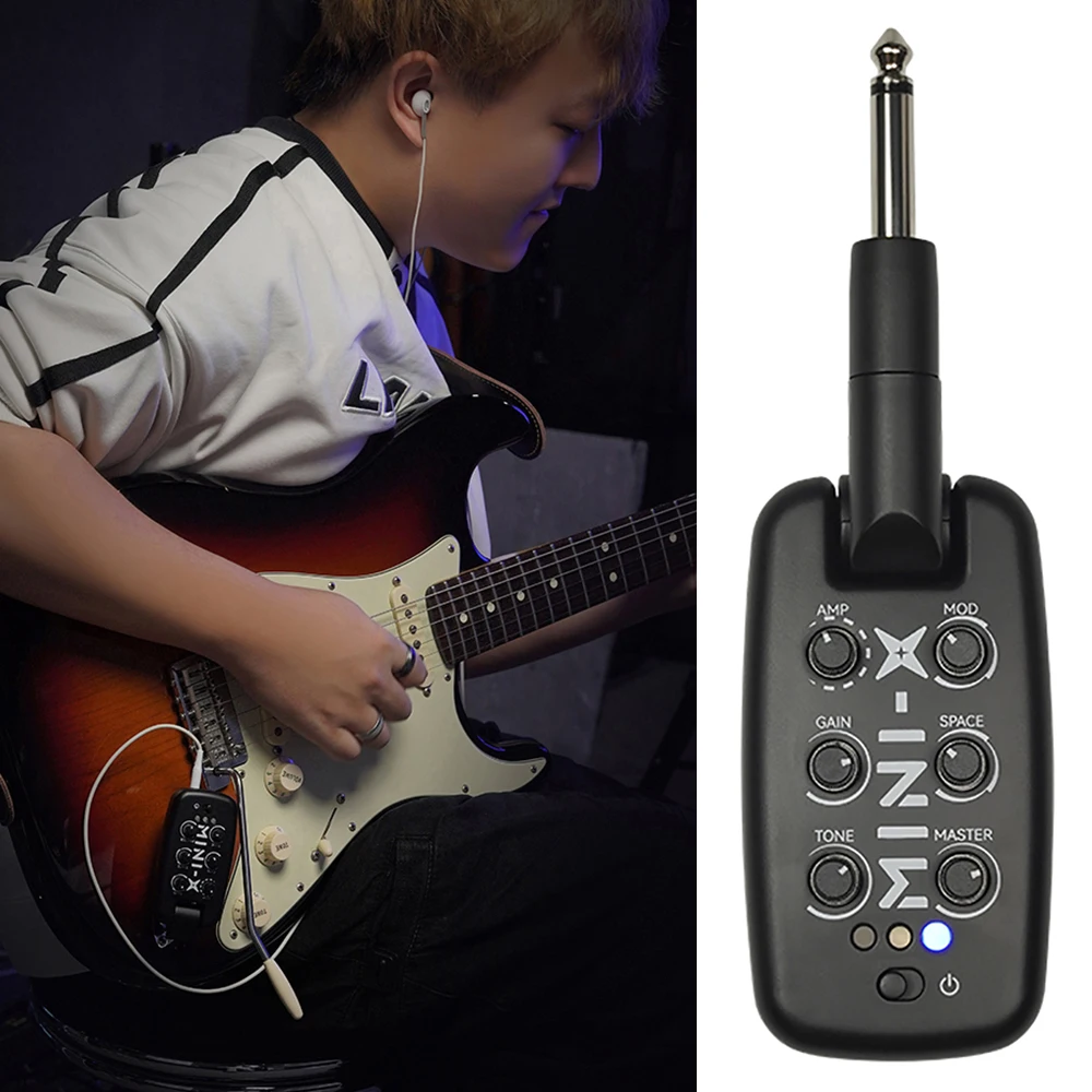 Headphone Amplifier MINI-X Portable Guitar Amp Plug Rechargeable Plug-In Amp Built-in 9 Different Amplifier Tones