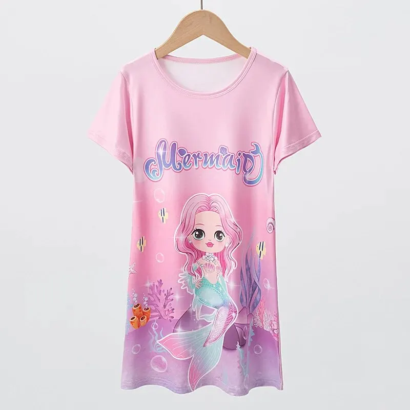 Girls Dress 1/2 Piece Summer Children's Dress Girl Sweet And Lovely Casual Fashion Dress Comfortable And Versatile Knee-length Home