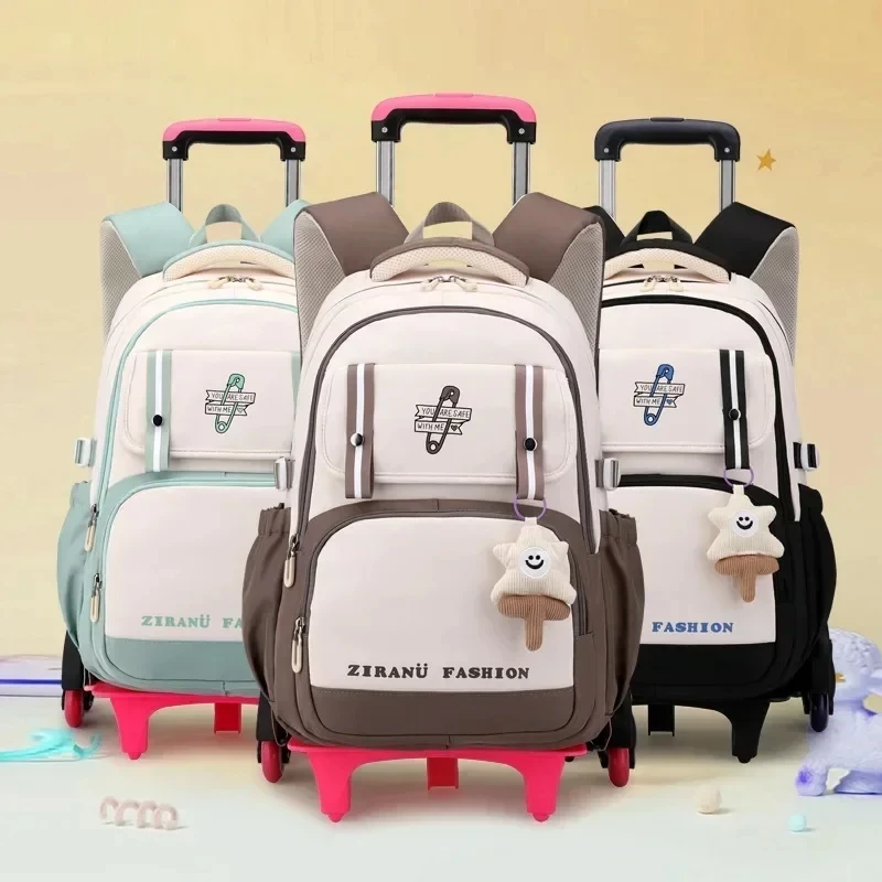 with Wheels Rolling Backpacks for Girls Student Wheeled Backpack Trolley School Bags Travel Trolley Luggage Kids School Backpack