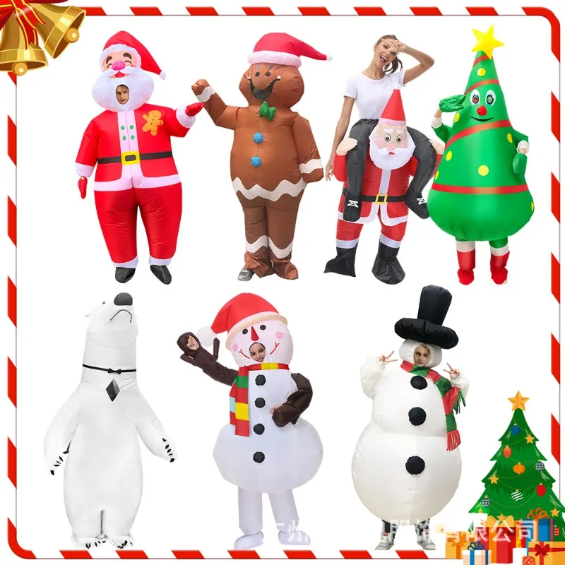 

Inflatable Santa Costume Adult Funny Clothing Cosplay Cute Big Head Santa Claus Dress Up Christmas Carnival Set Gifts Stage Prop