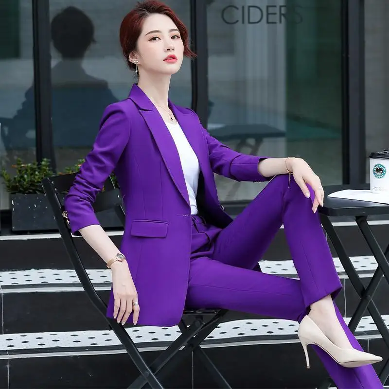 Fall Winter Women Stretchy Wear 2022 Solid Color 2 Piece Top And Pants Set  Ladies Casual Two Pcs Outfits Pant Outfits for Wedding Lavender Business