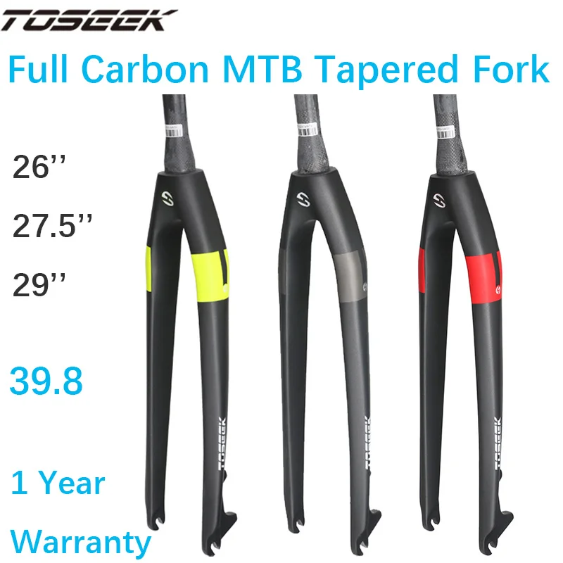 Toseek Mtb Carbon Fiber Fork Tapered Fork 26 27.5 29 Inch 28.6mm 39.8mm