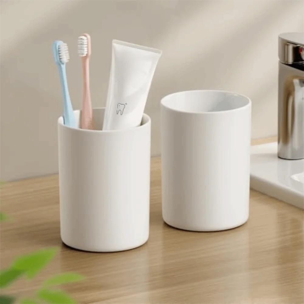 New Plastic Easy-Clean Unbreakable Toothbrush Holder Reusable Mouthwash Tumbler Bathroom_voghion.com