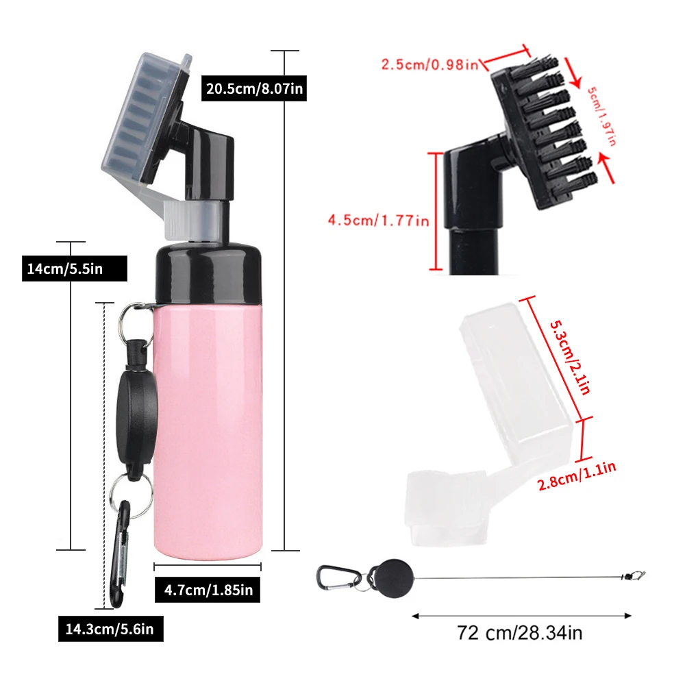 Portable Golf Club Groove Cleaning Brush with Push-Top Water Dispenser