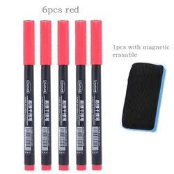 8-Pack Fine Point Erasable Whiteboard Markers Set - Black, Blue, Red Ink for School, Office, and Art Stationery (Red 5pcs-1 erasable)