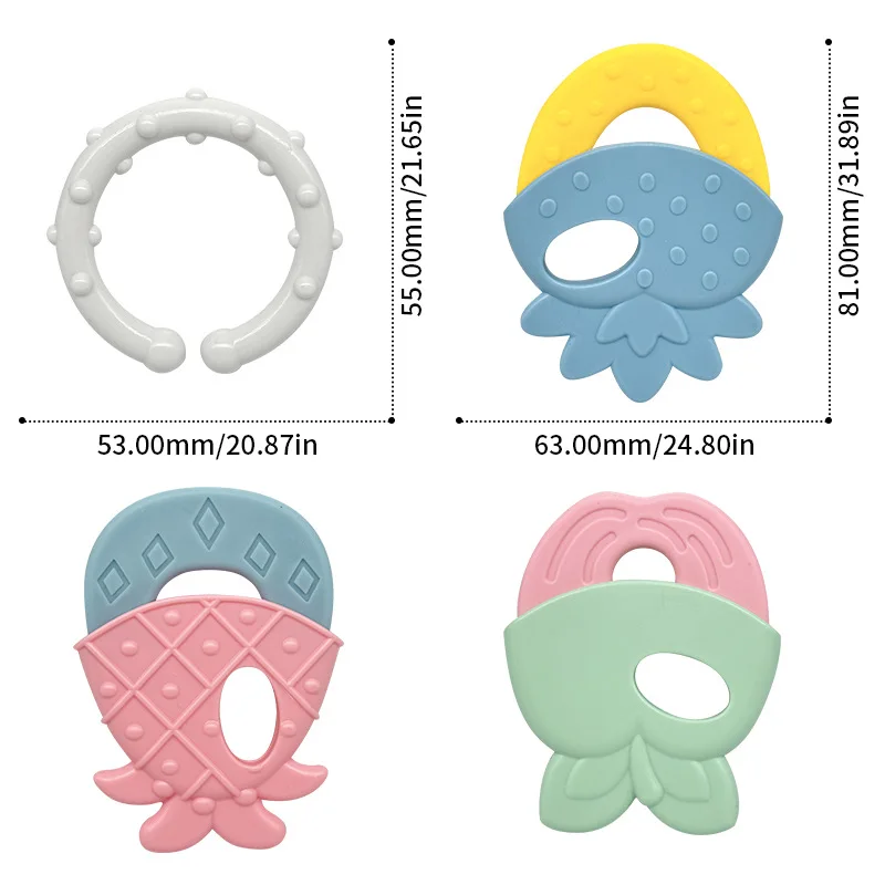 Baby Soft Rubber Rattle Fruit Style Teether Toy Newborn Food Grade Silicone Teethers Infant Training Bed Toy Kids Chewing Toys 5