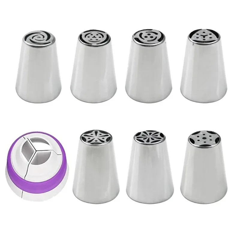 13/8pcs Set Russian Tulip Icing Piping Nozzles Stainless Steel Flower Cream Pastry Tips Nozzles Bag Cupcake Cake Decorating Tool cake decorating tip set cake icing nozzles baking nozzle set cake decorating nozzle set