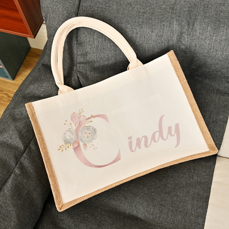 

Personalized Custom Bridesmaid Tote Gifts Cosmetic Bags Travel Beach Burlap Bridal Wedding Bachelorette Party Favors Jute Bags