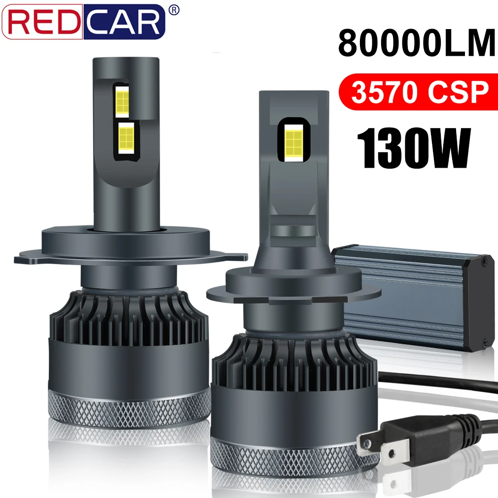 

2pcs 130W 80000LM Upgrade H7 H4 LED Canbus H1 H8 H11 9005 HB3 9006 HB4 Car Headlight Canbus 3570 CSP Turbo Lamp Kit Automobiles