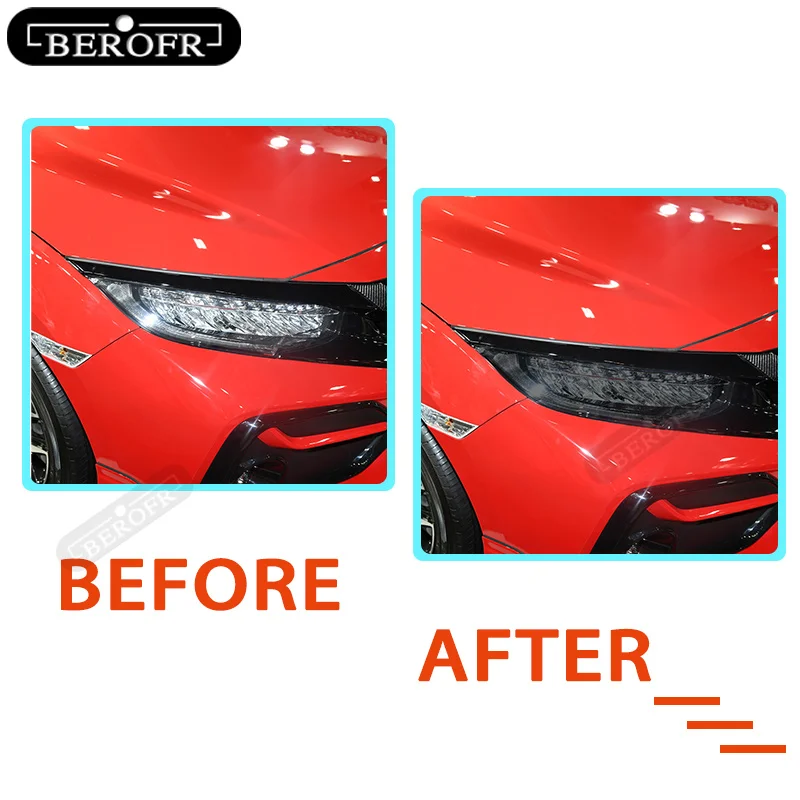 Für Honda Civic 10th 2016-2021 19 2020 TPU Auto Scheinwerfer Film Schutz Aufkleber Lampe Hauben Transparent Rauch schwarz Zubehör – Detail 1
