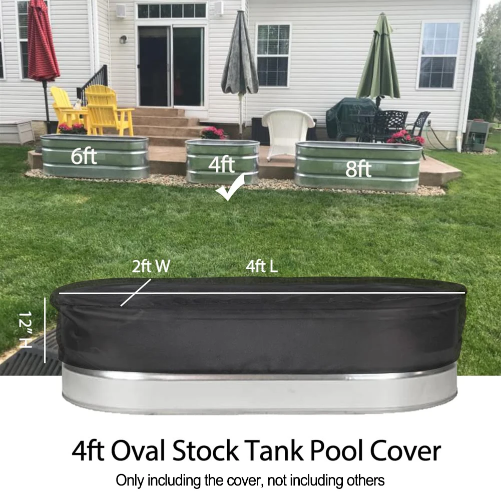 

Ice Bath Cover Bathtub Cover 1PCS 420D Oxford Fabric 4ft/6ft/8ft Black Cover Hot Tub Oval Pool Reservoir Brand New