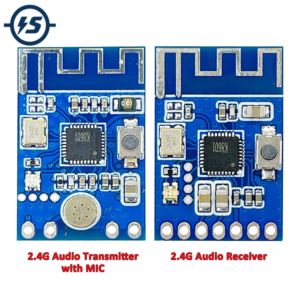 2.4GHz Wireless Audio Transmitter and Receiver Board MIC Audio Signal