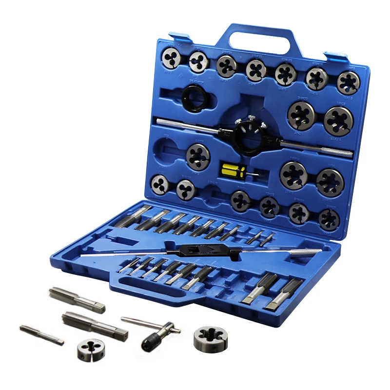 

factory price 45 pcs M6~M24 tool set alloy steel Hand Tap and die Tap Wrench set With plastic box diy tool set