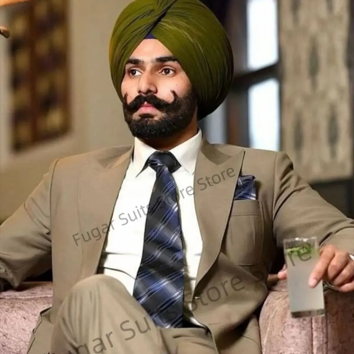 Fashion Elegant Suits for Men Slim Fit Luxury Formal Prom Wedding Tuxedos Peak Lapel Blazer Pants 2 Pieces Tailor-made Mens Set