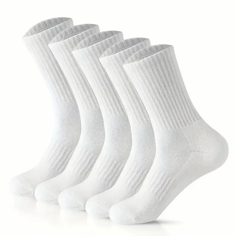 5/10/20 Pairs Neutral Solid Color Round Neck Socks Spring Autumn Sweat Absorbing Breathable Comfortable All-season Sports Socks