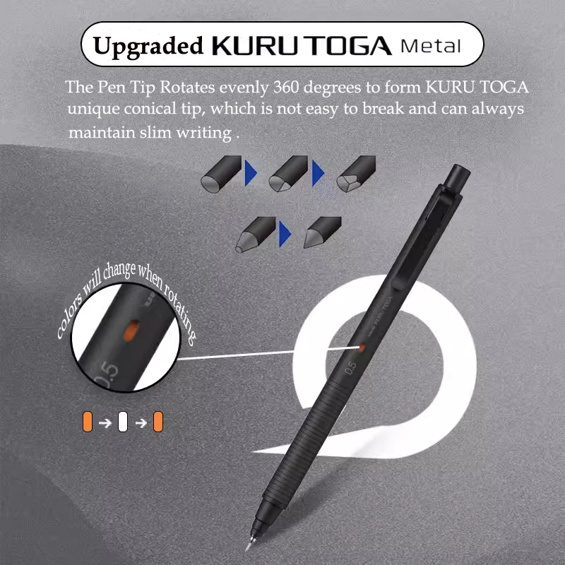 Uni 메탈 쿠루토가 M5-KH 기계식 연필, 0.5mm HB, 2B 리드, 자동 쿠루 토가 업그레이드 드래프트 드로잉 연필, 파손 방지