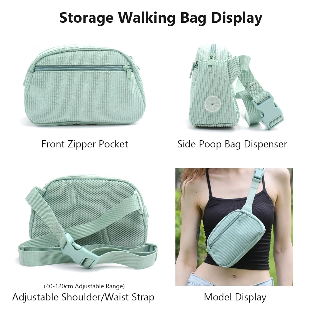 Morandi Green Personalized Dog Collar and Leash Set Anti-Lost Airtag Support Dog Harness Puppy Harness Set with Poop Walking Bag pet harness leash set,pet harness set