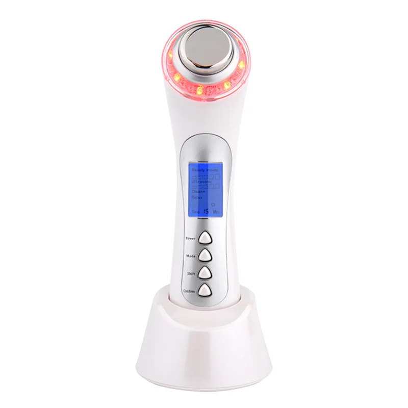 Facial Massager Skin Renewal System Skin Beauty Care Tool Ultrasonic High Frequency Ion Led Photon Personal Handheld 5 in 1 mirror hand handle mirrors handheld vintagewith makeup retro travel held personal barber for