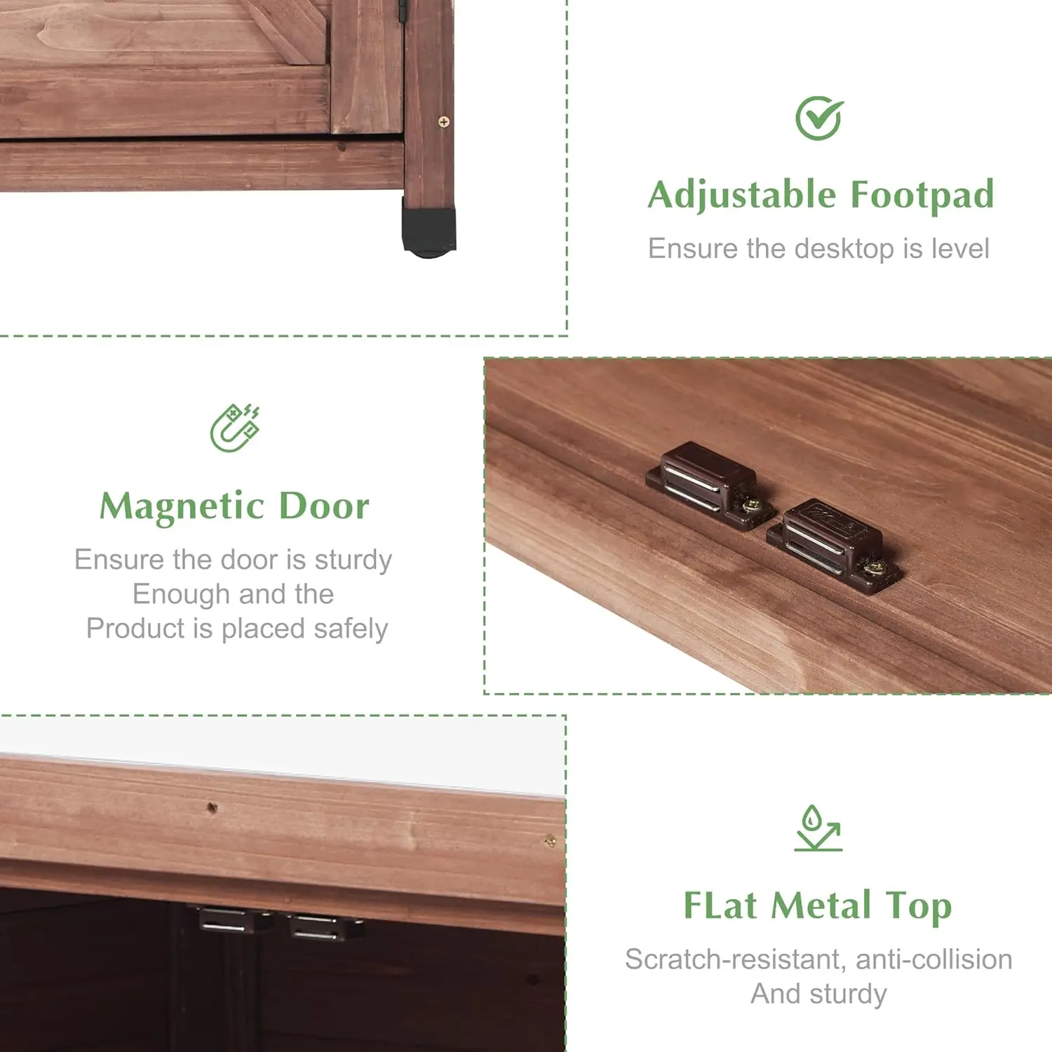 Outdoor Potting Bench with Storage Cabinet and Metal Top 6
