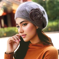 Autumn and Winter Versatile Knitted Beret Women's Korean Edition Chao Rabbit Hair Thickened Woolen Hat Winter Warm Ear Protectio 1