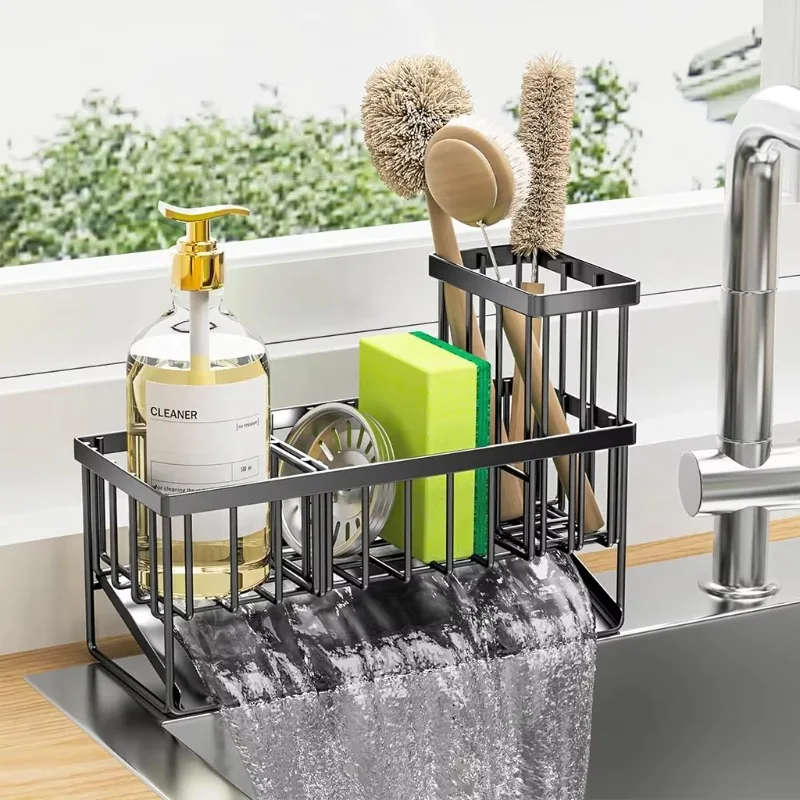 Estante de cocina para el fregadero escurridor sin perforaciones accesorios para el hogar