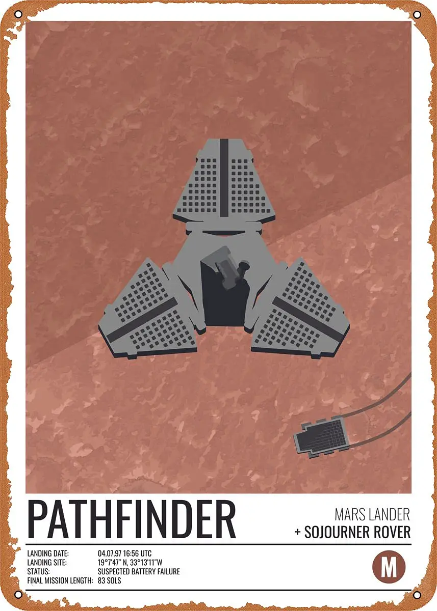 

Pathfinder Lander Metal Tin Sign Retro Wall Decor Vintage Art Print Poste Great Gift for Space Fans 8 x 12 inch