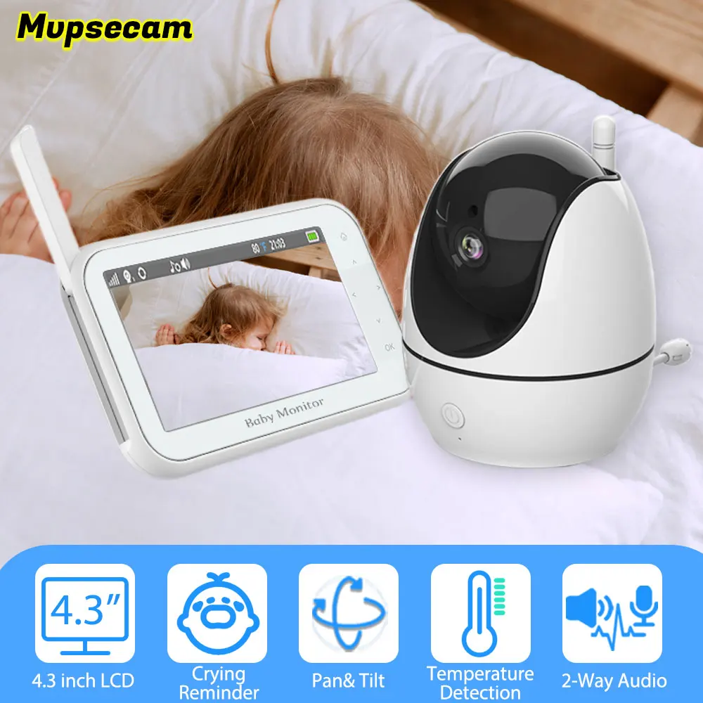 Wireless Baby Monitor Video Baby Monitor 720p 4.3 Inch Baby Monitor 1MP PTZ Camera 2-Way Audio Security Wireless Screen 24H Battery Video Intercom Night Vision