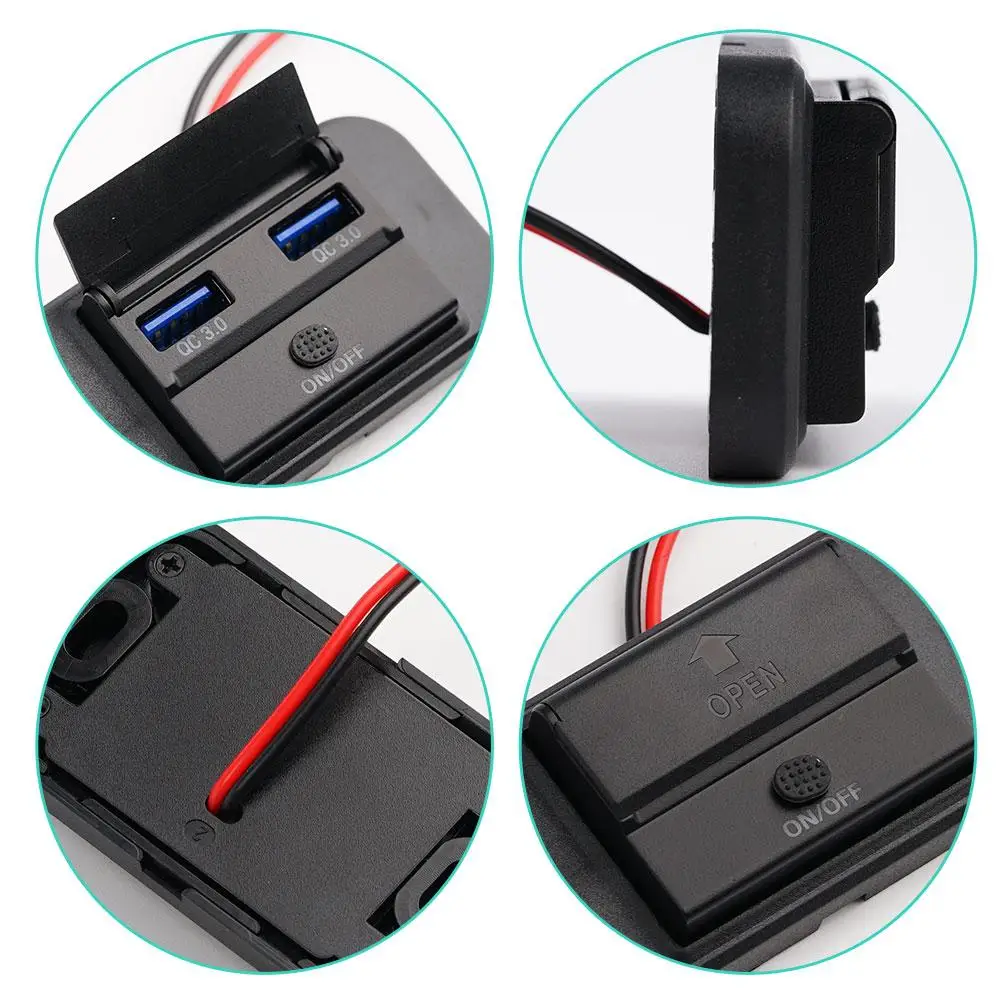 

1pcs Vehicle USB Panel Mobile Phone Chargers RVs Buses And Buses Are Equipped QC3.0+PD3.0 For Fast Charging Without Opening Hole
