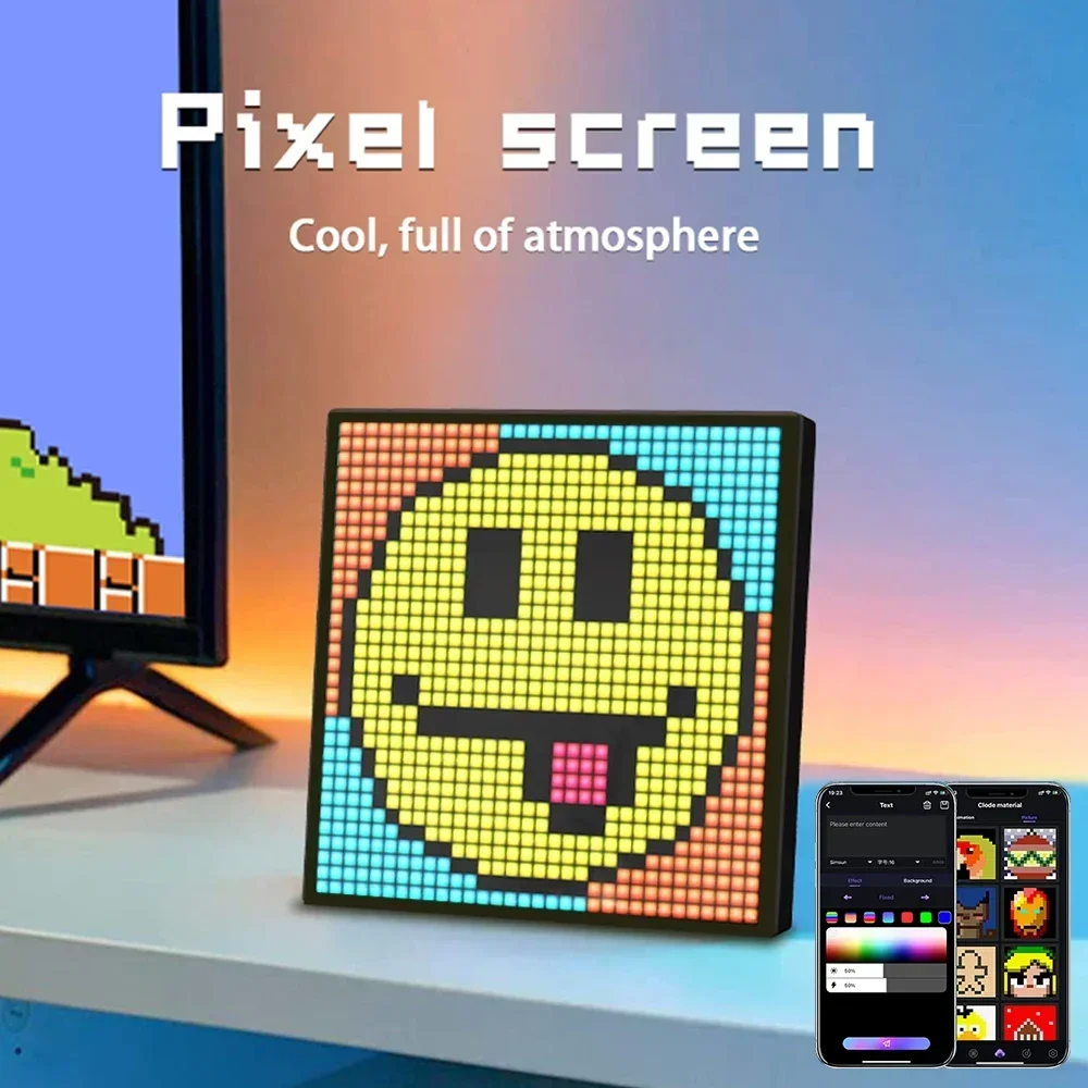 Smart LED Matrix Pixel Screen Display APP Control Programmable Night Light Digital Pixel Photo Frame Game Room Decor Art Display