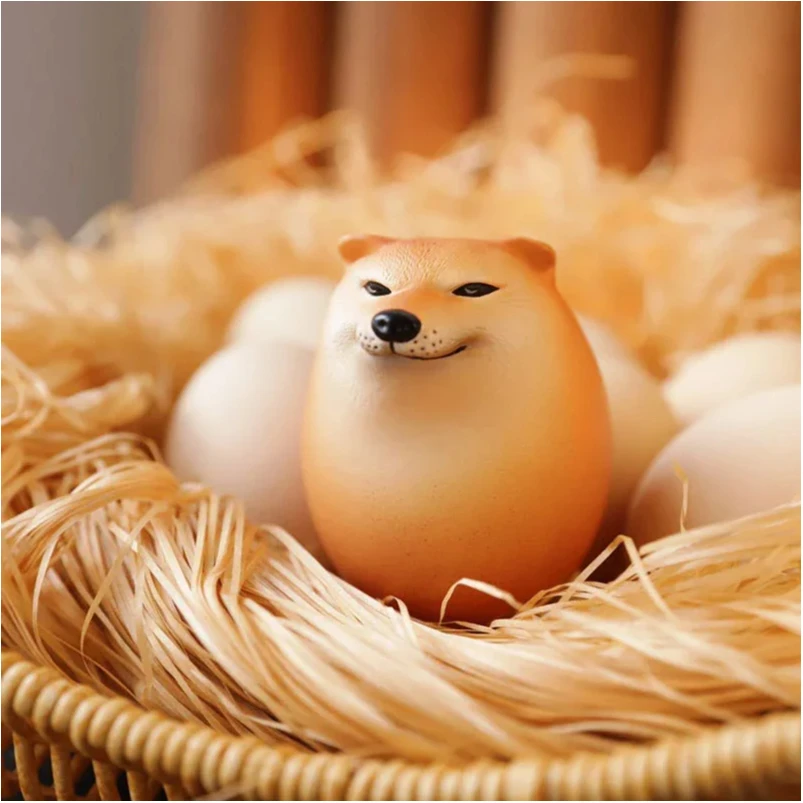Creative Shiba Inu Realistic Egg Shape PVC Desk Decor Dog & Egg Union Decorations For Home Offices Fun Christmas Gifts view 5