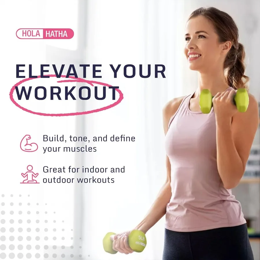 2, 3, 5 Pound Neoprene Dumbbell Free Hand Weight Set with Rack, Ideal for Home Exercises to Gain Tone and Definition, Pastel