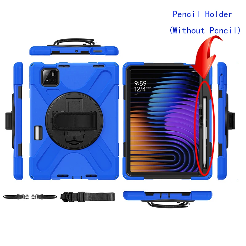 Shockproof Rugged Tablet Case with Stand & Hand Shoulder Strap - Enhanced Protection Cover