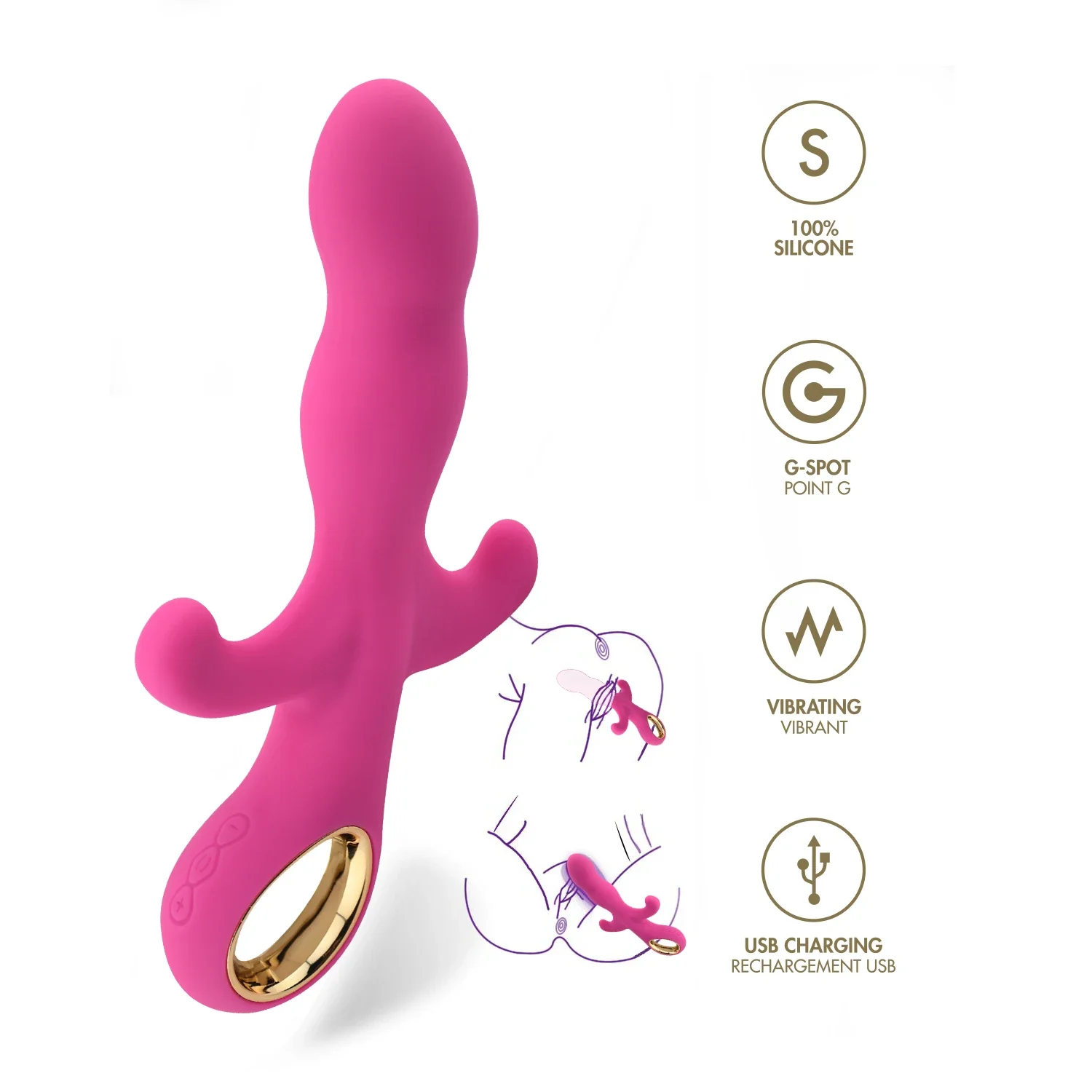 Three Head Vibration G Spot Clit Clitoris Stimulator Massager Female Powerful Masturbator Dildo Vibrating Sex Toys for Woman