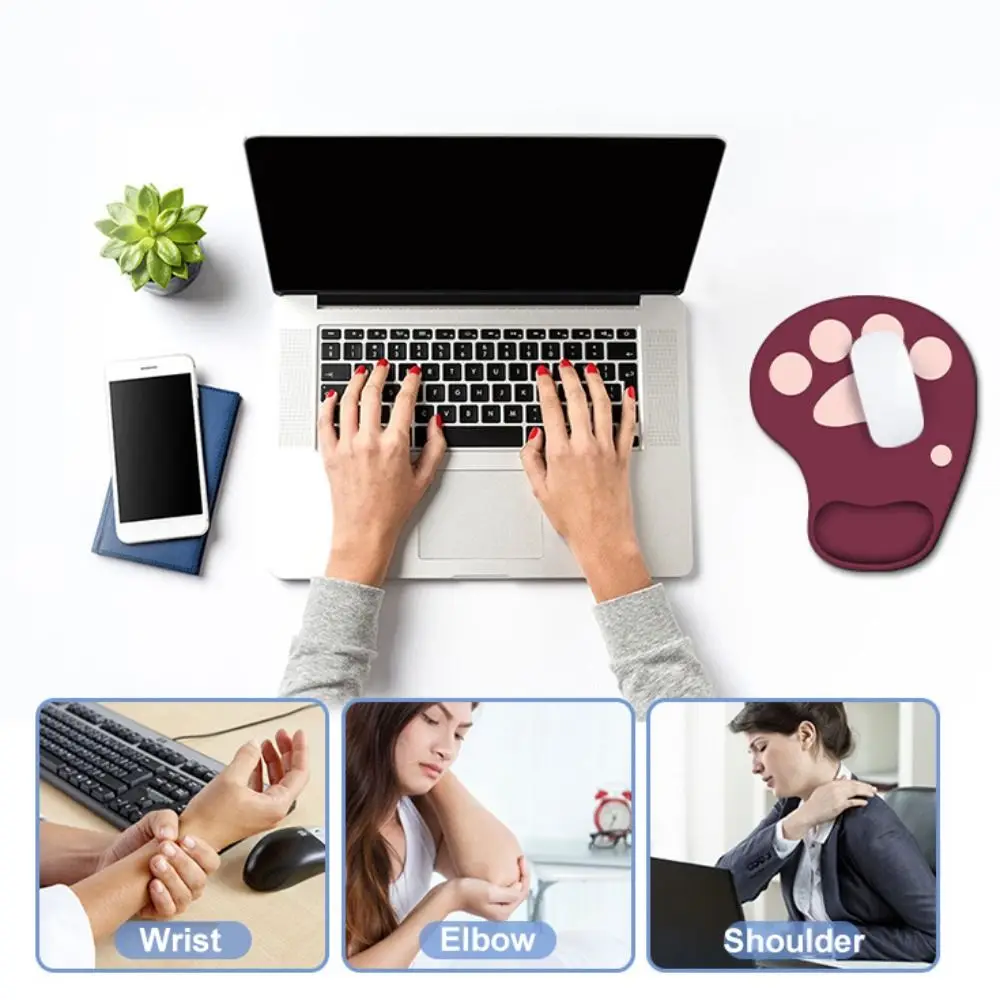 Cute Cat Paw Wrist Rest Mouse Pad Ergonomic Silicone Hand Support Mouse Mat Non Slip Kawaii Gaming Mousepad