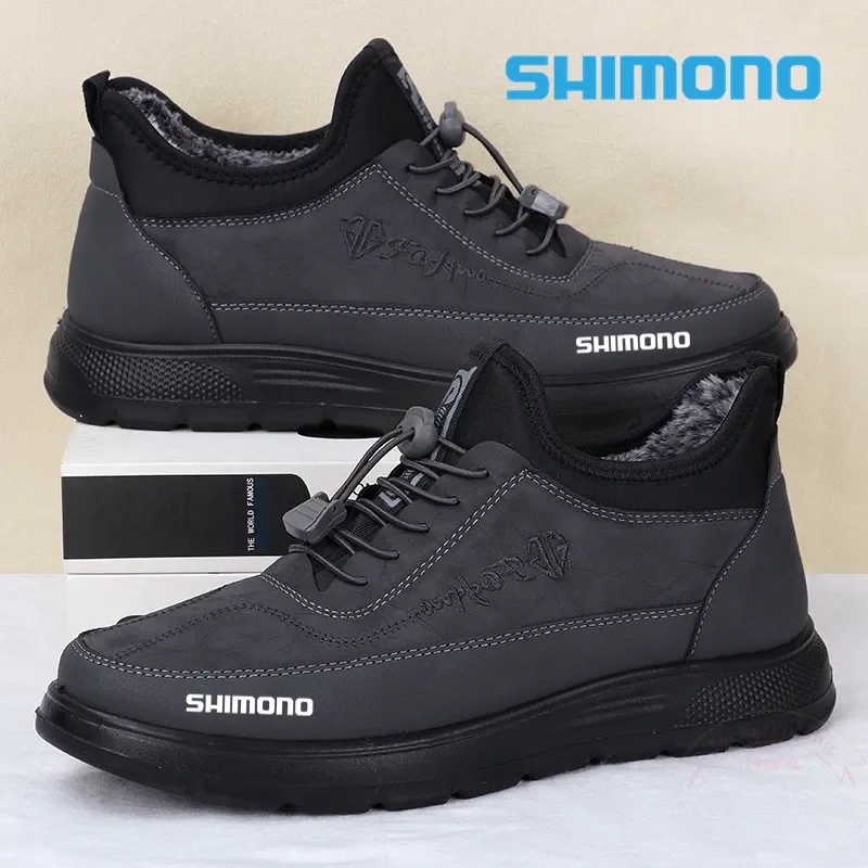 

New Winter Fishing Cotton Shoes for Men Waterproof Rabbit Hair Warm Polyurethane Plush Thickened Sports Shoes for Men