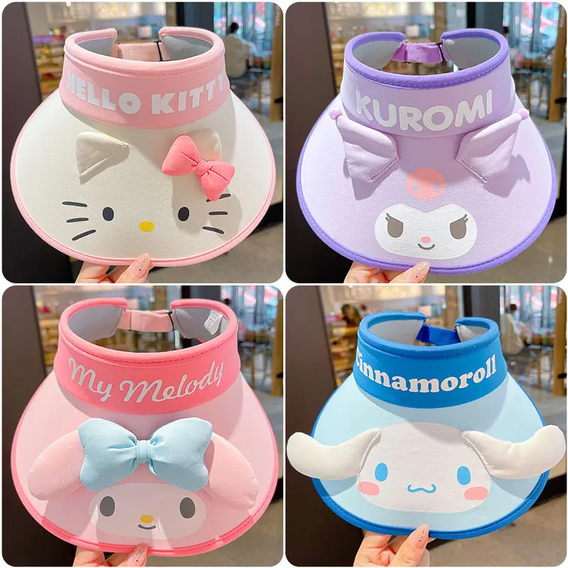 

Sanrio Hello Kitty Anime Hat Cute Cartoon Kuromi Summer Children Sun Hat Empty Top Hat Sun Protection Breathability Girl Toy