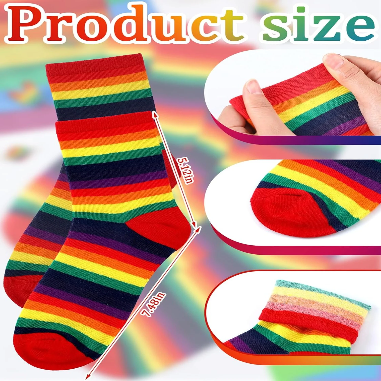 Vibrant, Colorful and Stylish Pack of 6 Cotton Tube Socks for Men and Women-Fun Unisex Pride Design-Perfect for Comfortable