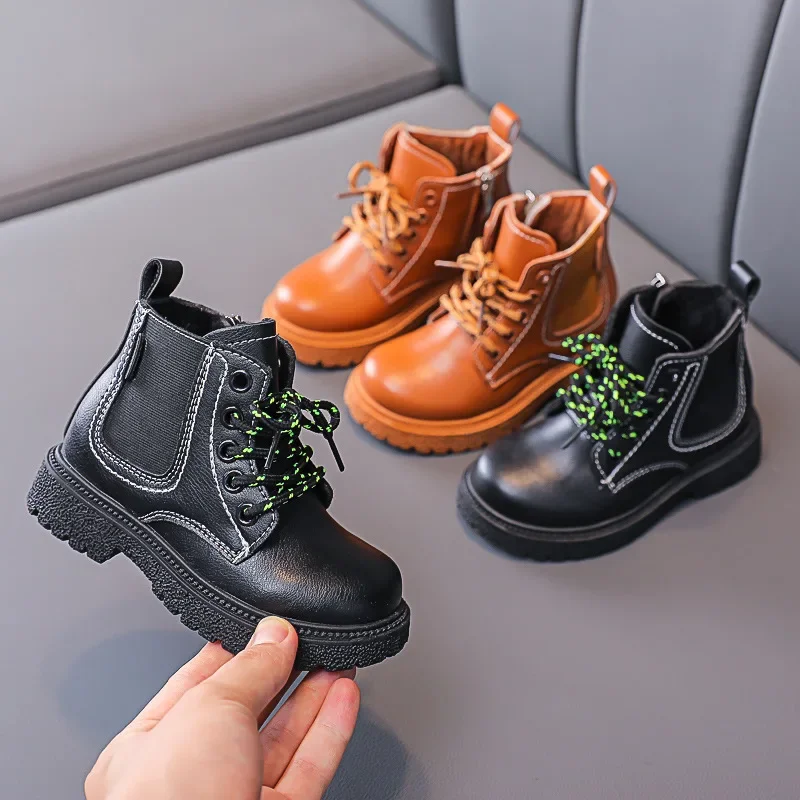 

Autumn Winter New Children's Velvet Waterproof Low Tube Casual Short Boots Baby Fashion Soft Sole Anti slip Snow Walking Boots