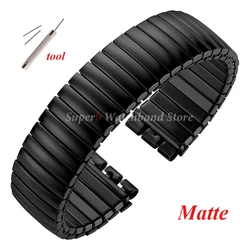 Elastic Metal Stretch Expansion Watch Band - Stainless Steel Bracelet Accessories (Black - Matte 20mm)