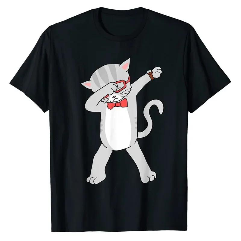 

Dabbing Cat T-Shirt Funny Dab Gift Cat Tee Cute Kitty Kitten Doing The Famous Dab Dance Pose Graphic Outfits Short Sleeve Blouse