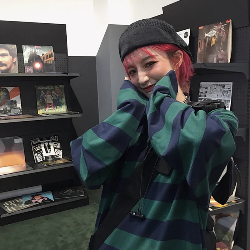 Y2K Striped Shirt Women Men Oversized Harajuku Shirt Fall