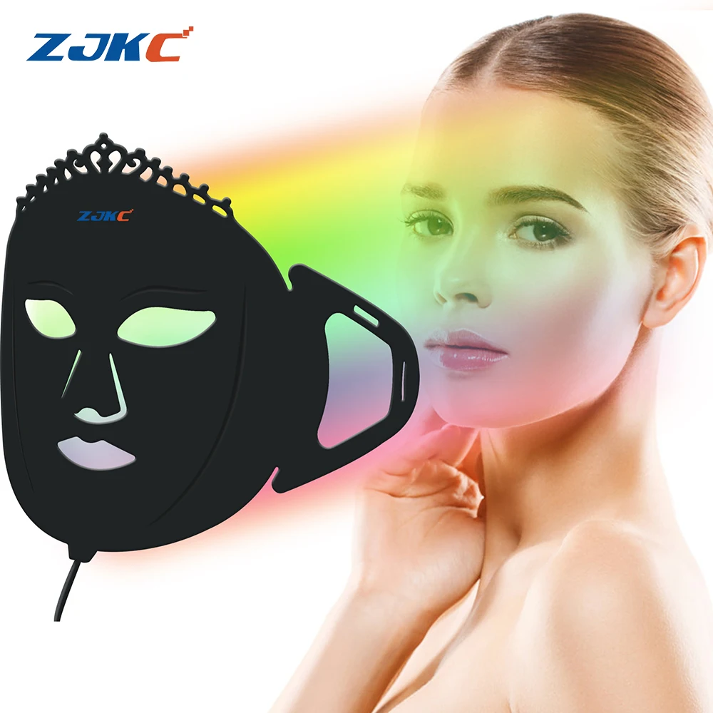 ZJKC Photon Light Mask with LED Lights 7 Colors 360 Beads Blue & Red Light Facials Tools for Face Skin Smoothing and Tightening