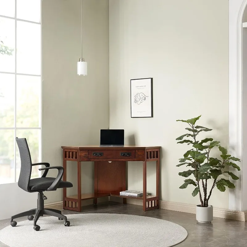 

SINCE 1910 Corner Computer and Writing Desk, Mission Oak Finish, FURNITURE