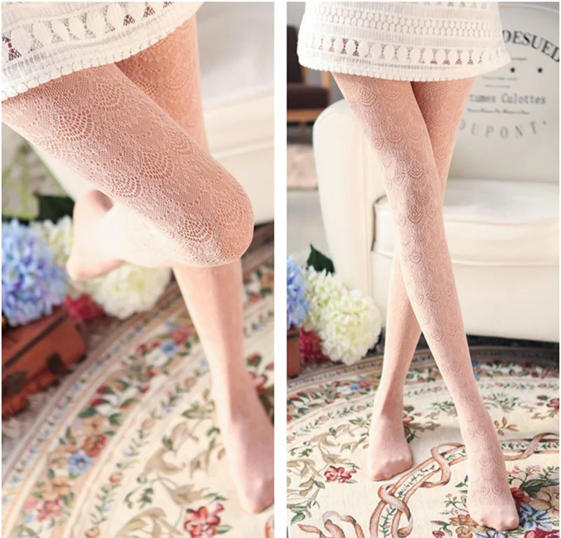 Sexy Frauen Strümpfe Carving Frauen Strumpfhosen Spitze Frau Seide Strumpfhosen Aushöhlen Enge Frau Tattoo Collant Femme Lolita Strümpfe – Detail 9