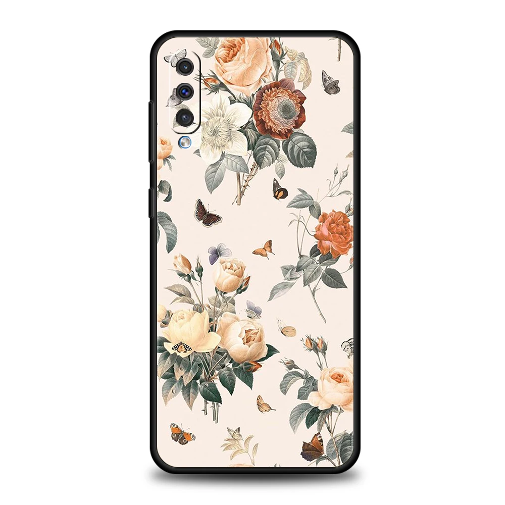 Black Silicone Floral Phone Case Cover - Elegant Design