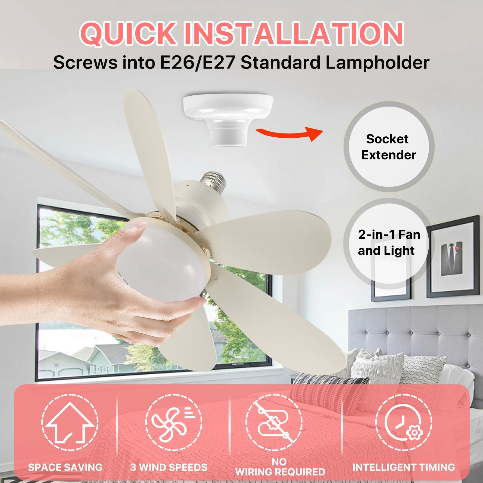AC 110V 220V Modern Ceiling Fan Light With Remote 3000K-6500K Dimmable Wireless Silent 40W E27 Base Fans Lighting for home use