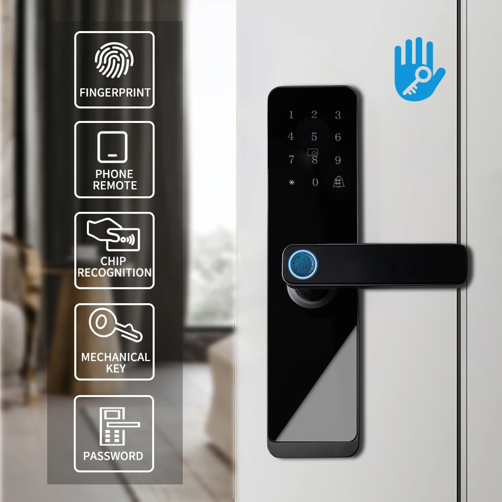 

2024 Новый смарт-замок для двери TTlock APP электронный дверной замок со сканером отпечатков пальцев дистанционный разблокировка ключа телефон замок с паролем