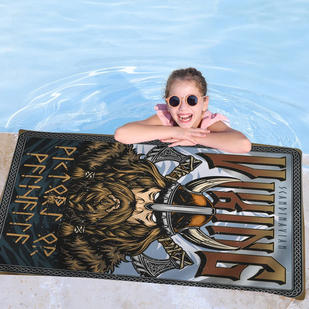 Home He Vikings Pattern Bath Towel Microfiber Soft Water Absorbing Breathable For Girl Kids Decorative Cartoon Beach Towel 2